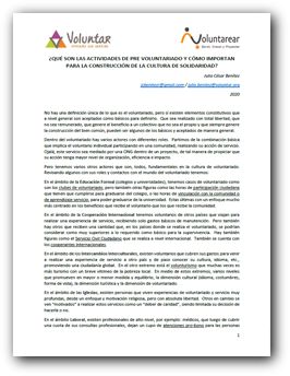 Qué son las actividades de Pre Voluntariado
